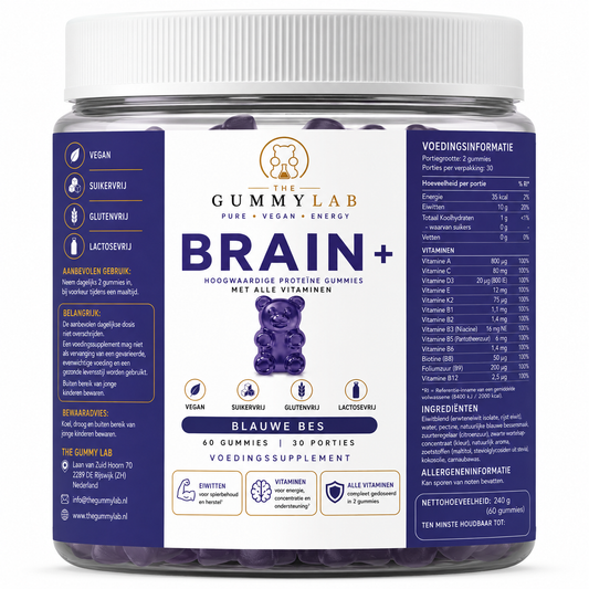 BRAIN+ Proteïne Gummies  Blauwe Bes