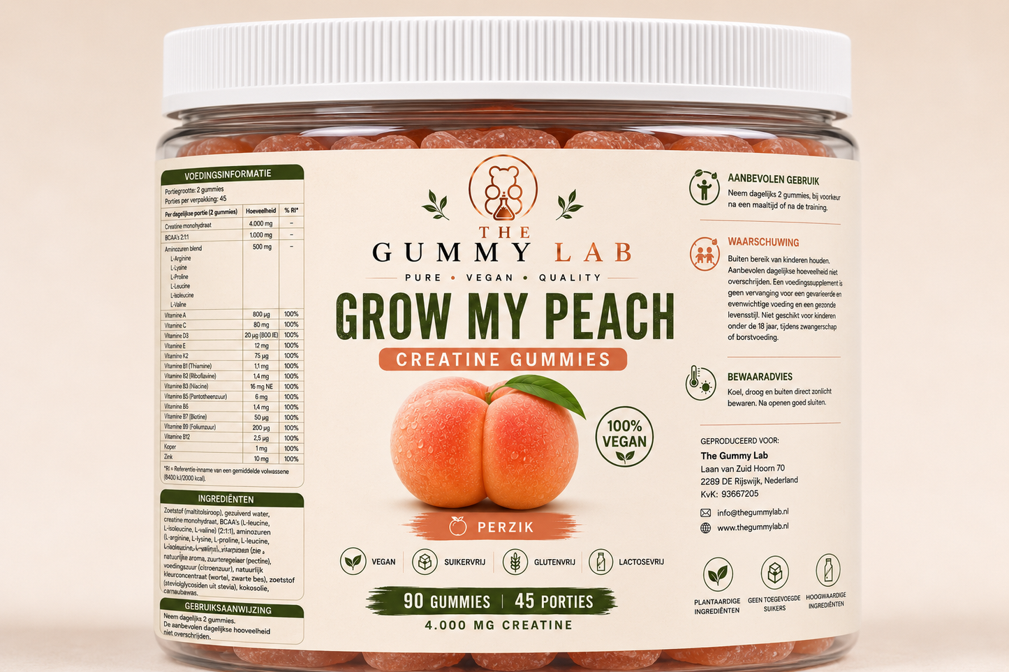 Grow My Peach  Creatine + bcaa + Amino Gummies